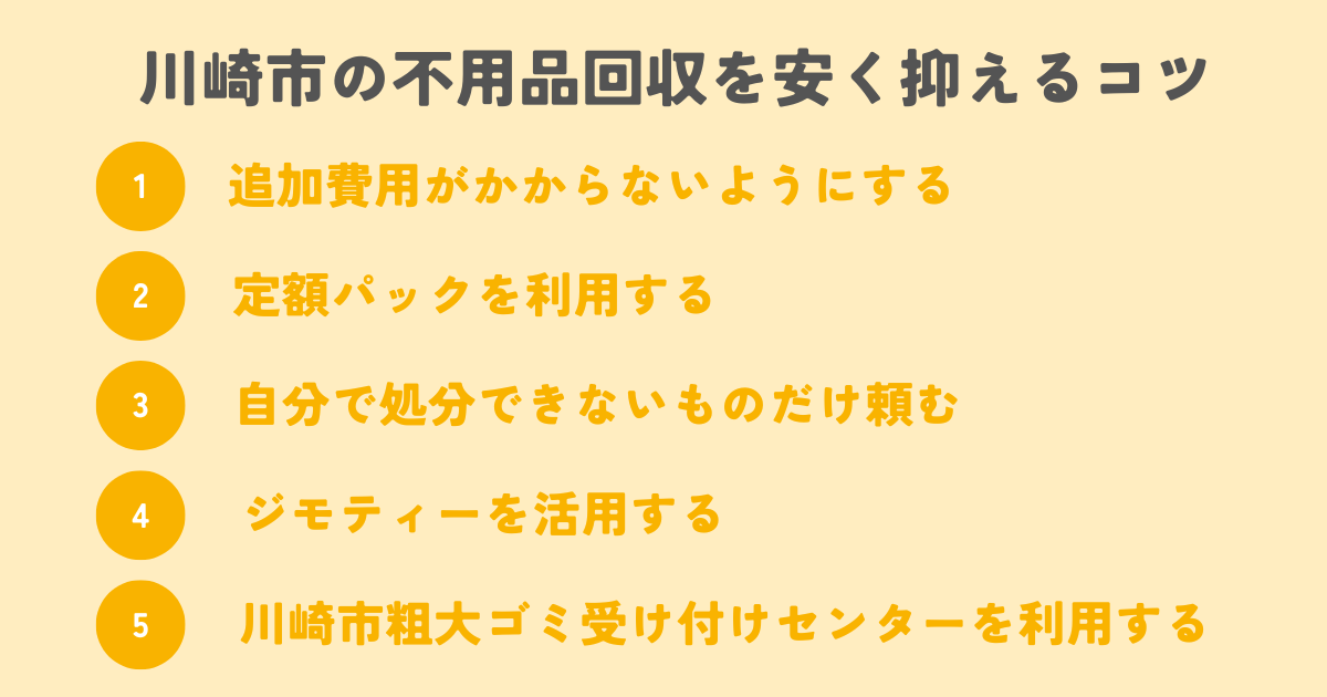 川崎市の不用品回収を安く抑えるコツは？